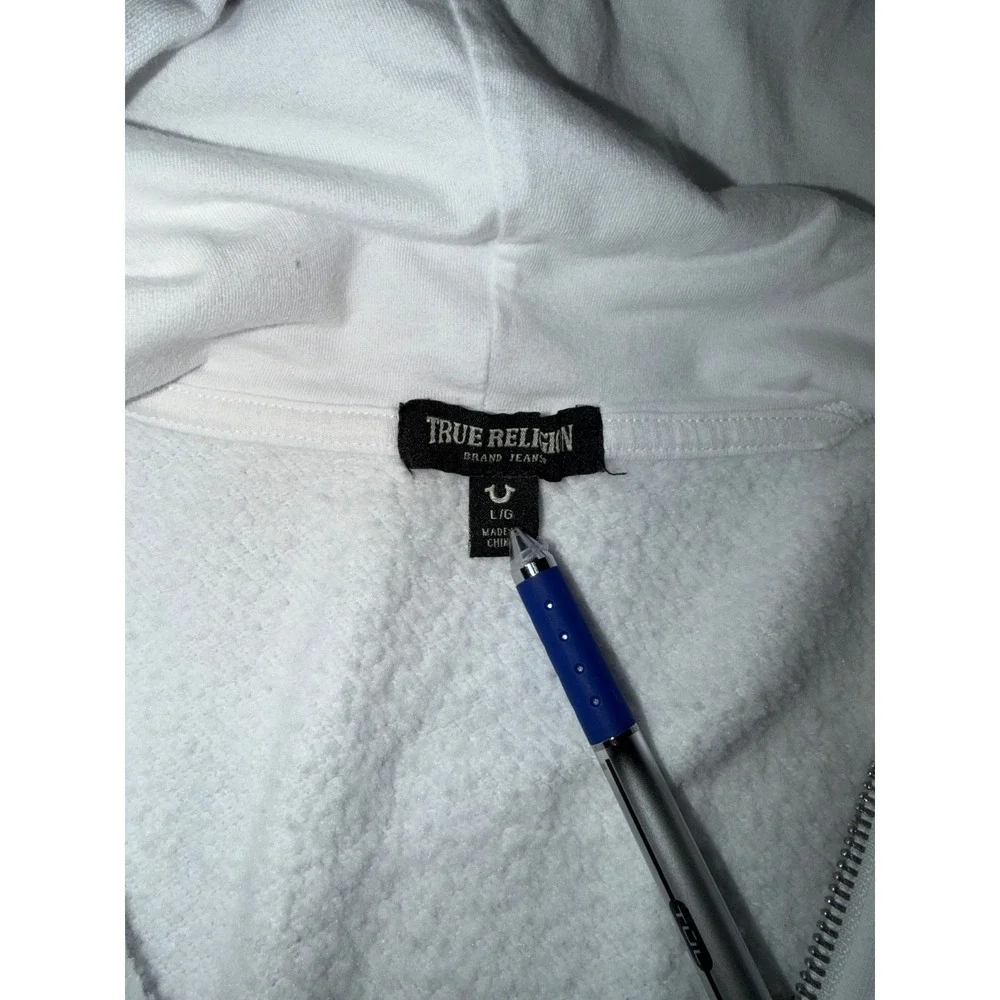 True Religion Buddha Logo World Tour Zip-Up Hoodie white‎ large Y2K
